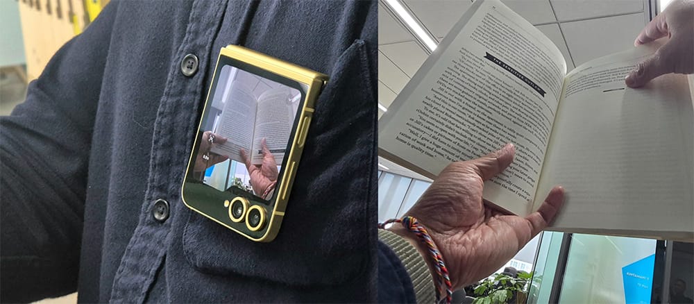 Eksplorasi Kreativitas dengan Galaxy Z Flip6: 3 Ide Konten Unik untuk Media Sosial 13 (Kiri) Contoh penempatan angle unik di kantong kemeja untuk membuat hasil foto POV yang unik. (Kanan) Hasil foto POV yang berhasil dijepret menggunakan Galaxy Z Flip6