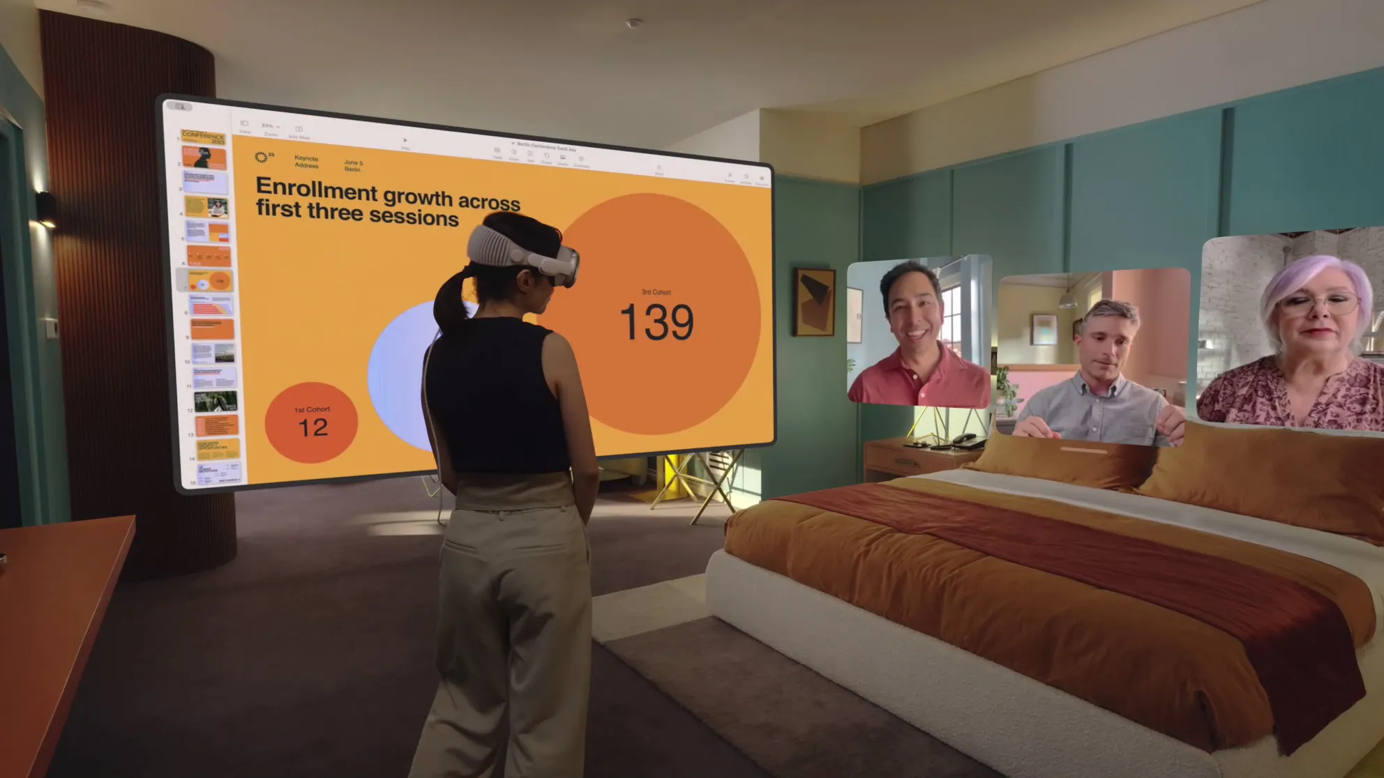 Revolusi Teknologi: Memanfaatkan Peluang dan Menghadapi Tantangan 13 Teknologi Apple Vision Pro, konferensi jarak jauh tanpa layar. (Foto: Apple)
