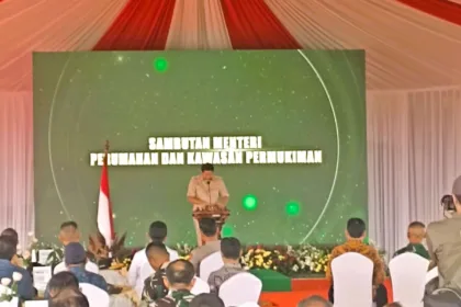 Sambutan Menteri Perumahan dan Kawasan Permukiman (PKP) Maruarar Sirait pada acara peletakan batu pertama (groundbreaking) pembangunan perumahan subsidi Graha Kartika Pesona di Kota Serang, Banten.