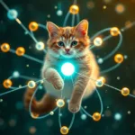 Ilustrasi Kucing Schrödinger di dunia kuantum, simbol paling ikonik dari konsep superposisi kuantum.