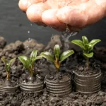 Ilustrasi aliran uang sebagai “air” yang menyuburkan kebun impian—menekankan pentingnya mengarahkan dan mengelola keuangan secara sadar agar pertumbuhan berlangsung berkelanjutan.