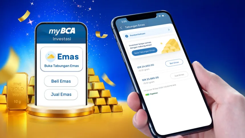 BCA bersama Pegadaian menghadirkan layanan Tabungan Emas yang memungkinkan nasabah membuka rekening emas, membeli, dan menjual emas secara digital langsung melalui myBCA.